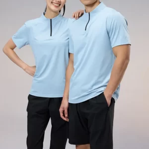 Half Zip Dri Fit Sports Tee Slim Fit Cooling Tshirt Basic Solid Color Polyester Spandex Blended R405 10