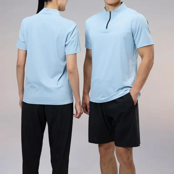 Half Zip Dri Fit Sports Tee Slim Fit Cooling Tshirt Basic Solid Color Polyester Spandex Blended R405 11