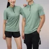 Half Zip Dri Fit Sports Tee Slim Fit Cooling Tshirt Basic Solid Color Polyester Spandex Blended R405 12