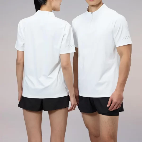 Half Zip Dri Fit Sports Tee Slim Fit Cooling Tshirt Basic Solid Color Polyester Spandex Blended R405 16