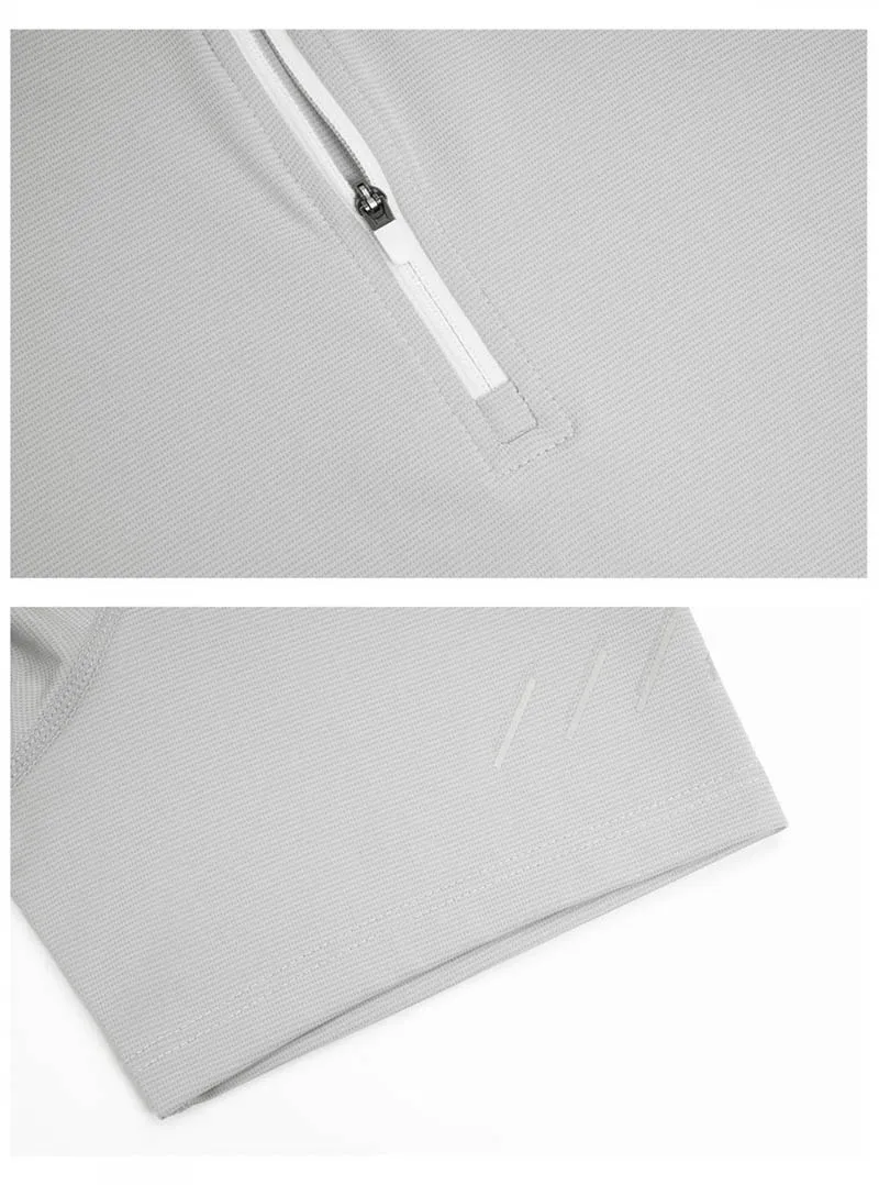 Half Zip Dri Fit Sports Tee Slim Fit Cooling Tshirt Basic Solid Color Polyester Spandex Blended R405 17