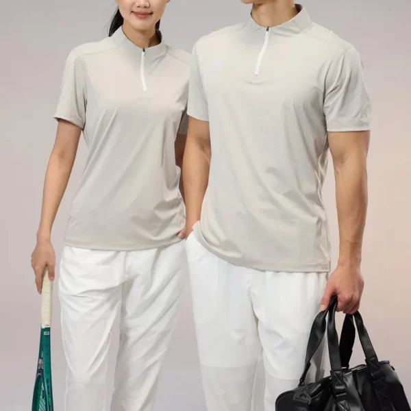 Half Zip Dri Fit Sports Tee Slim Fit Cooling Tshirt Basic Solid Color Polyester Spandex Blended R405 2