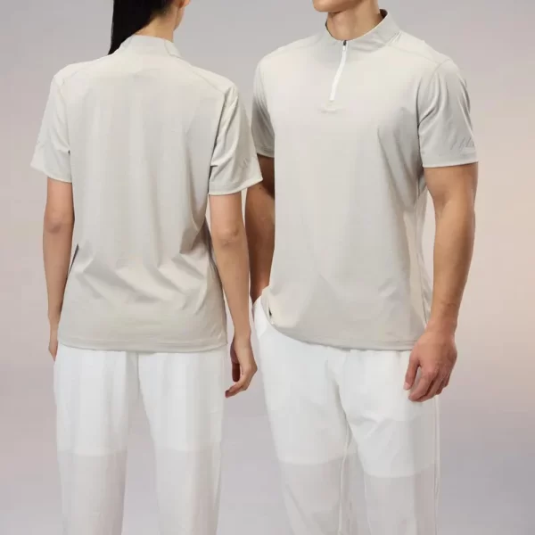 Half Zip Dri Fit Sports Tee Slim Fit Cooling Tshirt Basic Solid Color Polyester Spandex Blended R405 3