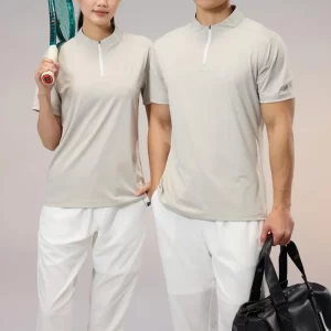 Half Zip Dri Fit Sports Tee Slim Fit Cooling Tshirt Basic Solid Color Polyester Spandex Blended R405