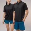 Half Zip Dri Fit Sports Tee Slim Fit Cooling Tshirt Basic Solid Color Polyester Spandex Blended R405 4