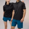 Half Zip Dri Fit Sports Tee Slim Fit Cooling Tshirt Basic Solid Color Polyester Spandex Blended R405 5