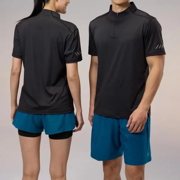 Half Zip Dri Fit Sports Tee Slim Fit Cooling Tshirt Basic Solid Color Polyester Spandex Blended R405 6