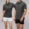 Half Zip Dri Fit Sports Tee Slim Fit Cooling Tshirt Basic Solid Color Polyester Spandex Blended R405 7