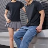 Unisex dri fit t shirts for men and women solid color black fabric 150G cube mesh 100% polyester