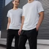 Unisex dri fit t shirts for men and women solid color grey fabric 150G cube mesh 100% polyester 2