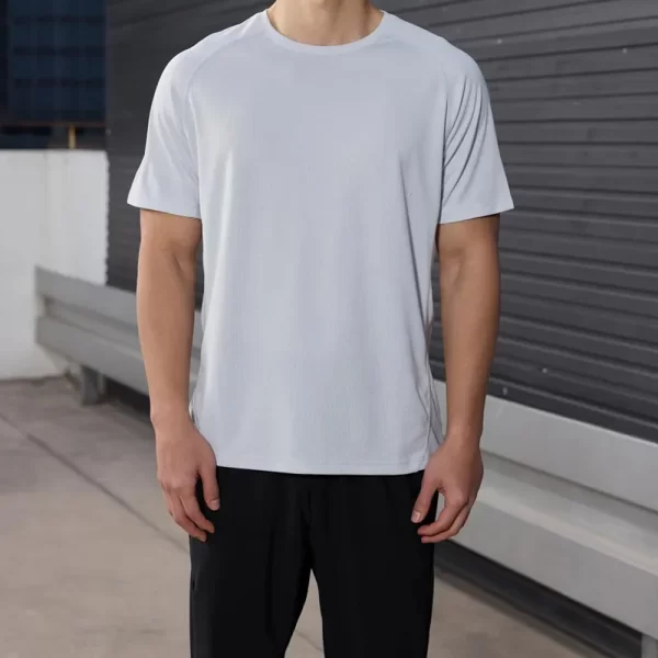 Unisex dri fit t shirts for men and women solid color grey fabric 150G cube mesh 100% polyester 3