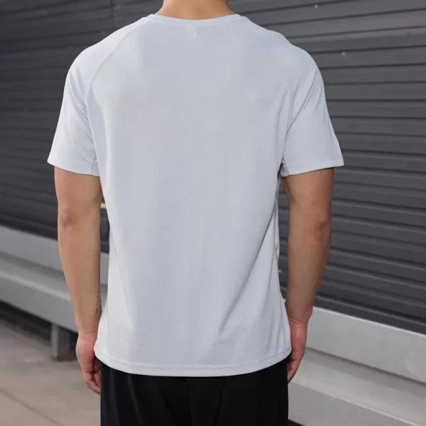 Unisex dri fit t shirts for men and women solid color grey fabric 150G cube mesh 100% polyester 4