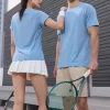 Unisex dri fit t shirts for men and women solid color light blue fabric 150G cube mesh 100% polyester 2