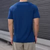Unisex dri fit t shirts for men and women solid color navy blue fabric 150G cube mesh 100% polyester 4