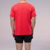 Unisex dri fit t shirts for men and women solid color red fabric 150G cube mesh 100% polyester 4