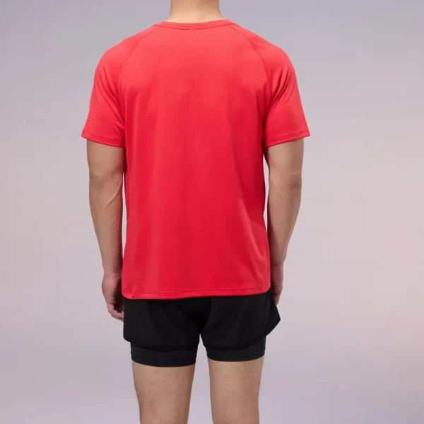 Unisex dri fit t shirts for men and women solid color red fabric 150G cube mesh 100% polyester 4