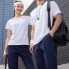 Unisex dri fit t shirts for men and women solid color white fabric 150G cube mesh 100% polyester 2
