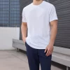 Unisex dri fit t shirts for men and women solid color white fabric 150G cube mesh 100% polyester 3