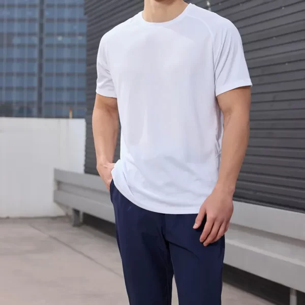 Unisex dri fit t shirts for men and women solid color white fabric 150G cube mesh 100% polyester 3