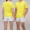 Unisex dri fit t shirts for men and women solid color yellow fabric 150G cube mesh 100% polyester 2