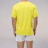 Unisex dri fit t shirts for men and women solid color yellow fabric 150G cube mesh 100% polyester 4