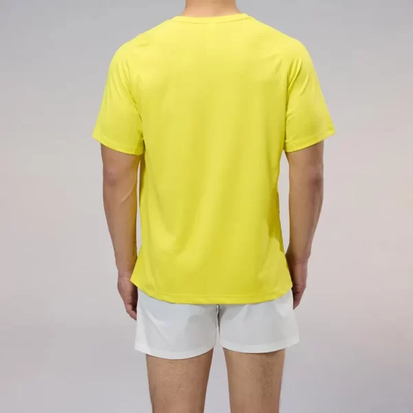 Unisex dri fit t shirts for men and women solid color yellow fabric 150G cube mesh 100% polyester 4