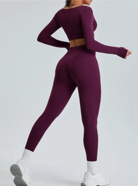 Yoga Clothes Gym Set for Women Workout Sports Top Butt Lifting High Waist Leggings Fitness Training Suit TM0218 11