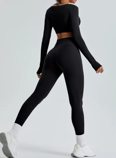 Yoga Clothes Gym Set for Women Workout Sports Top Butt Lifting High Waist Leggings Fitness Training Suit TM0218 6