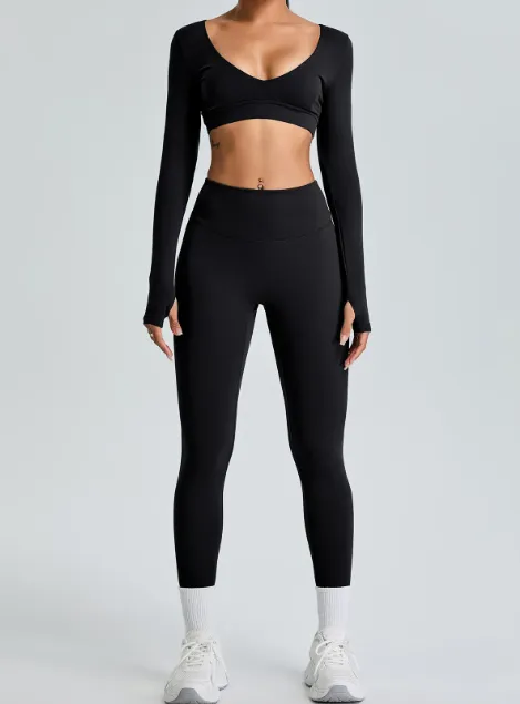 Yoga Clothes Gym Set for Women Workout Sports Top Butt Lifting High Waist Leggings Fitness Training Suit TM0218